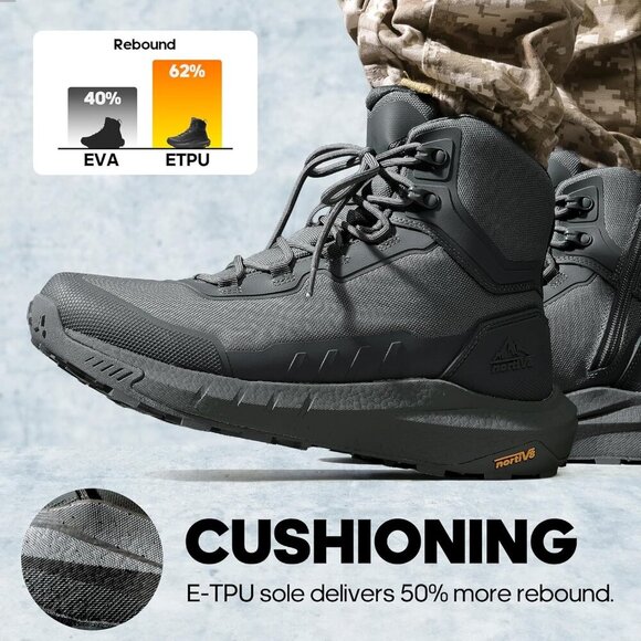 〽️Men\'s Grey Nortiv 8 Tactical Hiking Lightweight Arch Support Work Boots main image 5